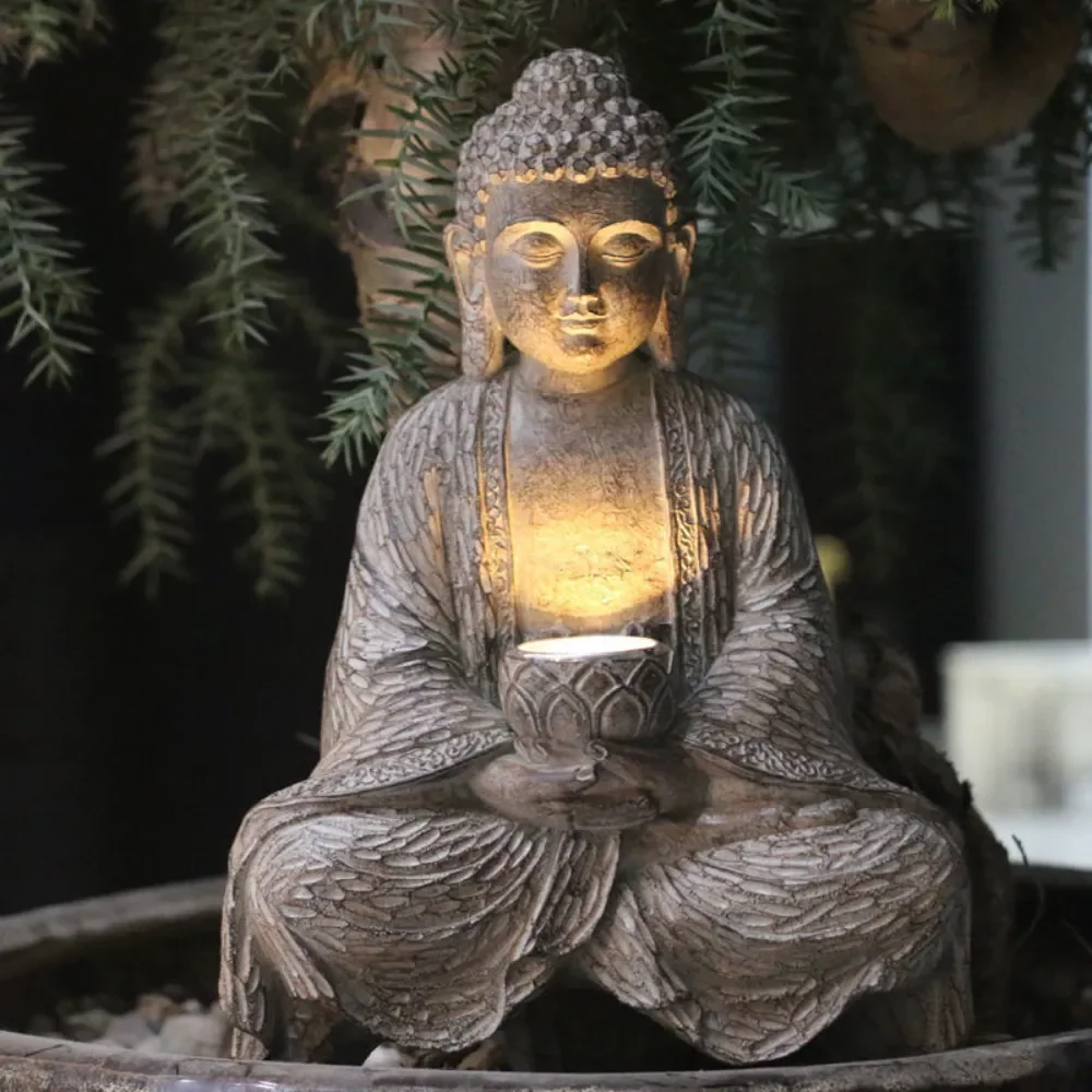 Outdoor Zen Lighting - Estatua de Buda Solar para exteriores,