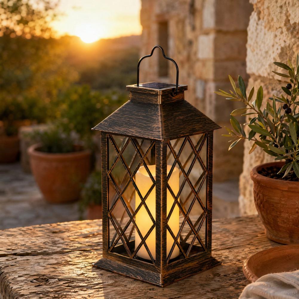 Outdoor Lighting And Decor - Linterna Solar Retro, Lámpara Solar de