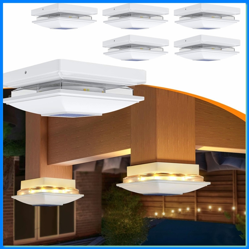 Outdoor Lighting Deck - Paquete de 4 luces solares para