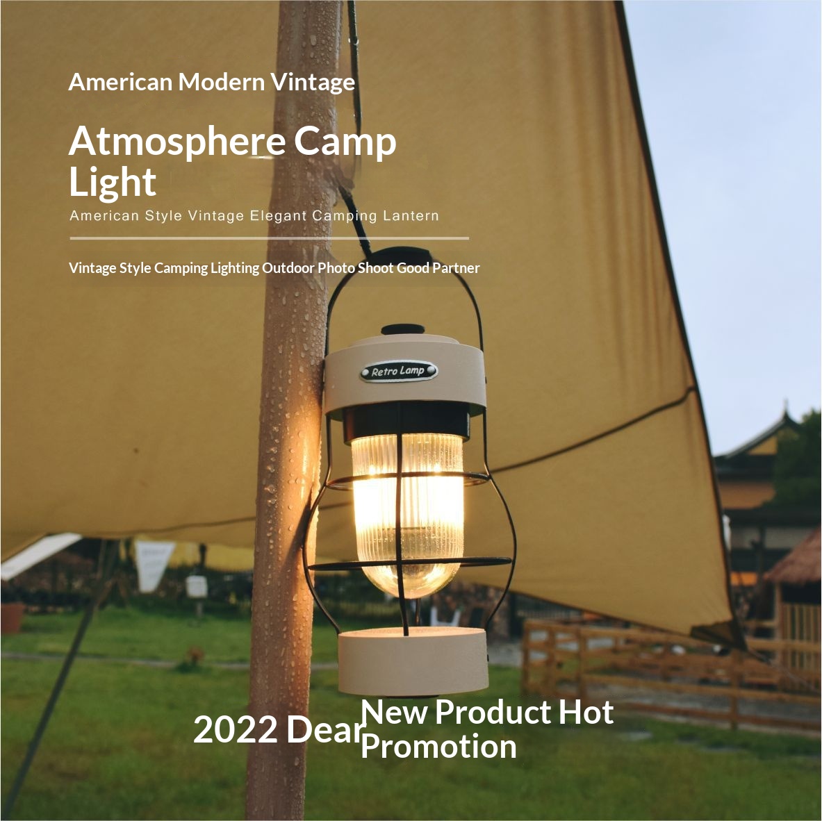 Outdoor Lighting Accent - Linterna LED Recargable Vintage para Camping,