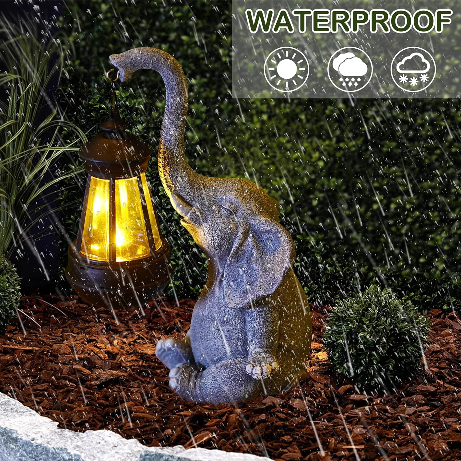 Estatua de elefante de resina  - Outdoor Lighting Traditional reseña y precio