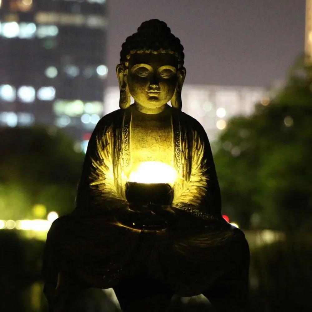 Estatua de Buda Solar para ext - Outdoor Zen Lighting reseña y precio
