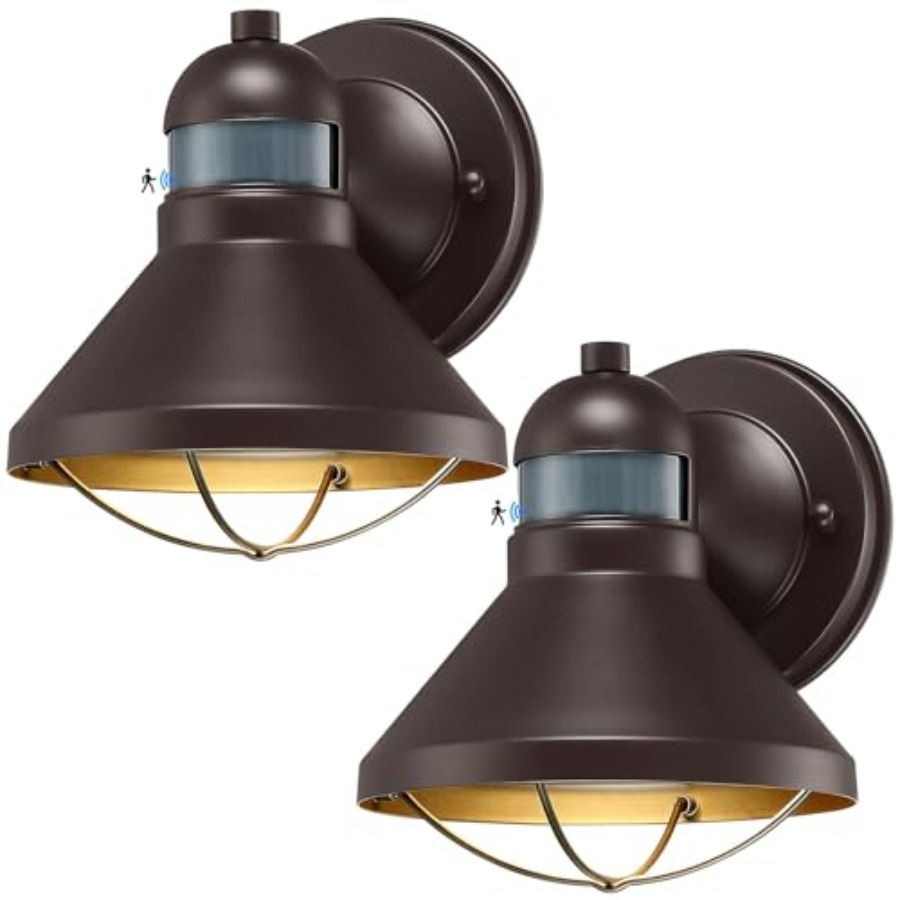 Paquete de 2 Lámparas de Pared - Outdoor Lighting With Motion Sensor reseña y precio