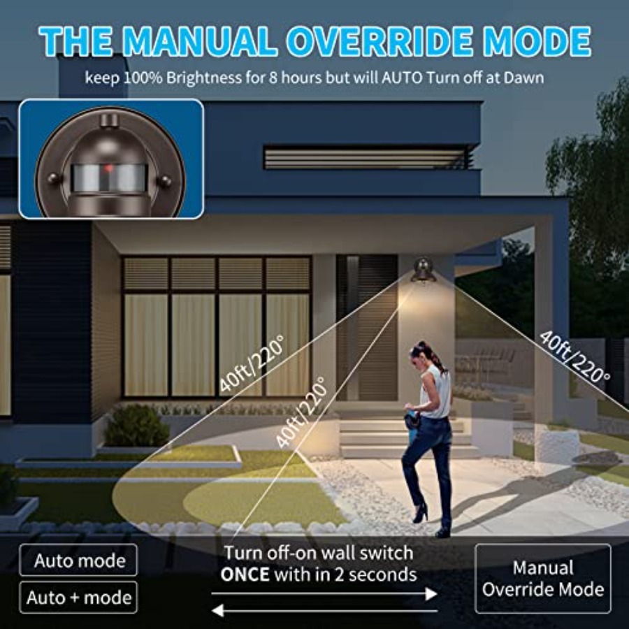Paquete de 2 Lámparas de Pared - Outdoor Lighting With Motion Sensor reseña y precio