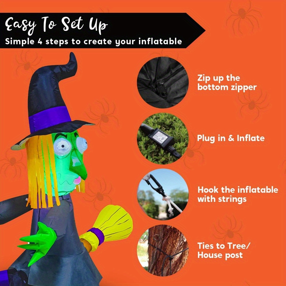 Bruja inflable de Halloween de - Outdoor Lighting Ideas For Party reseña y precio