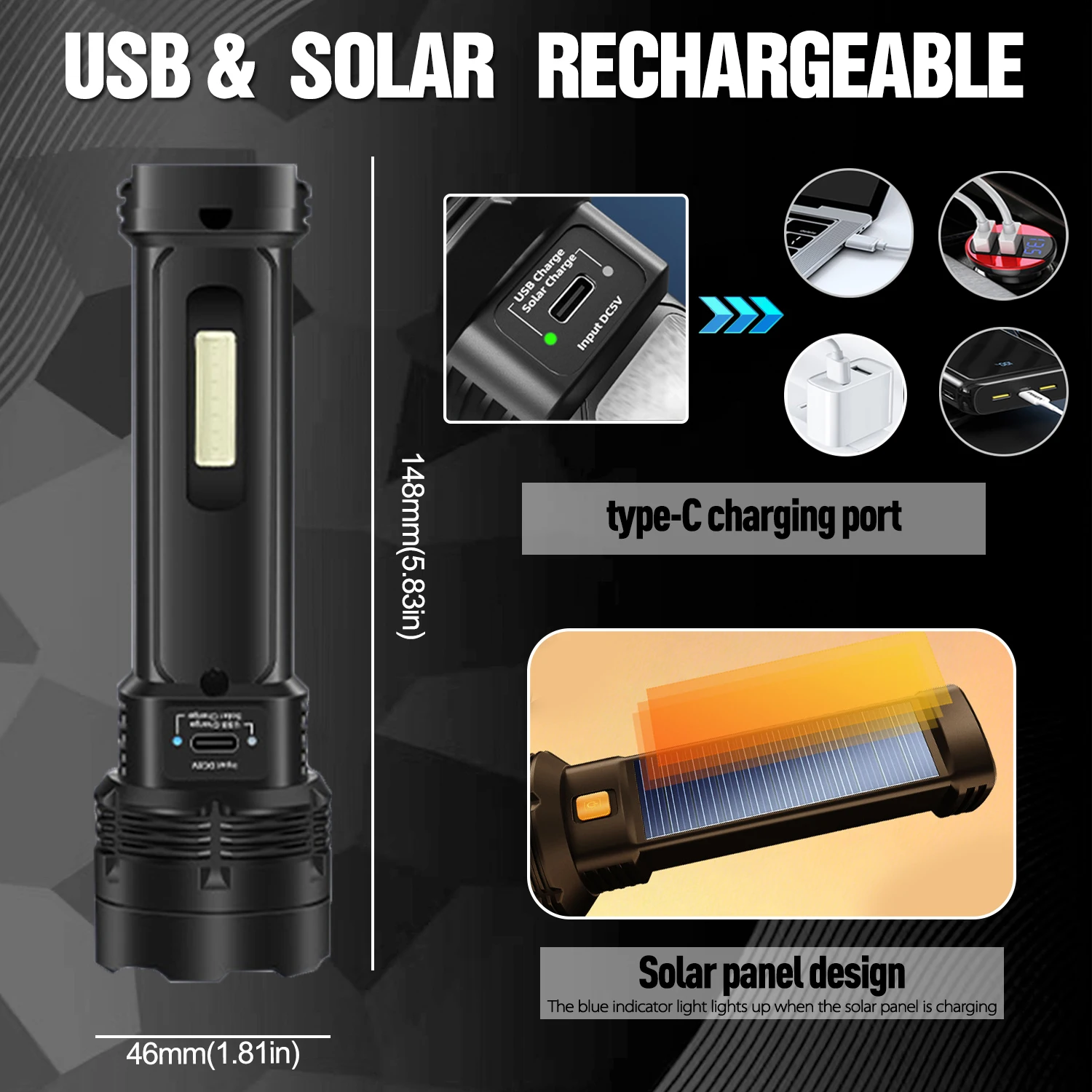 Linterna alimentada por energí - Fire Torch Solar reseña y precio