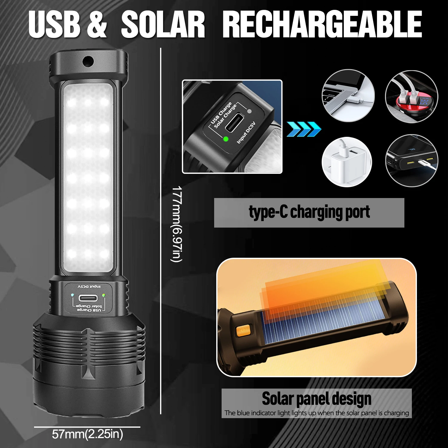 Linterna alimentada por energí - Fire Torch Solar reseña y precio