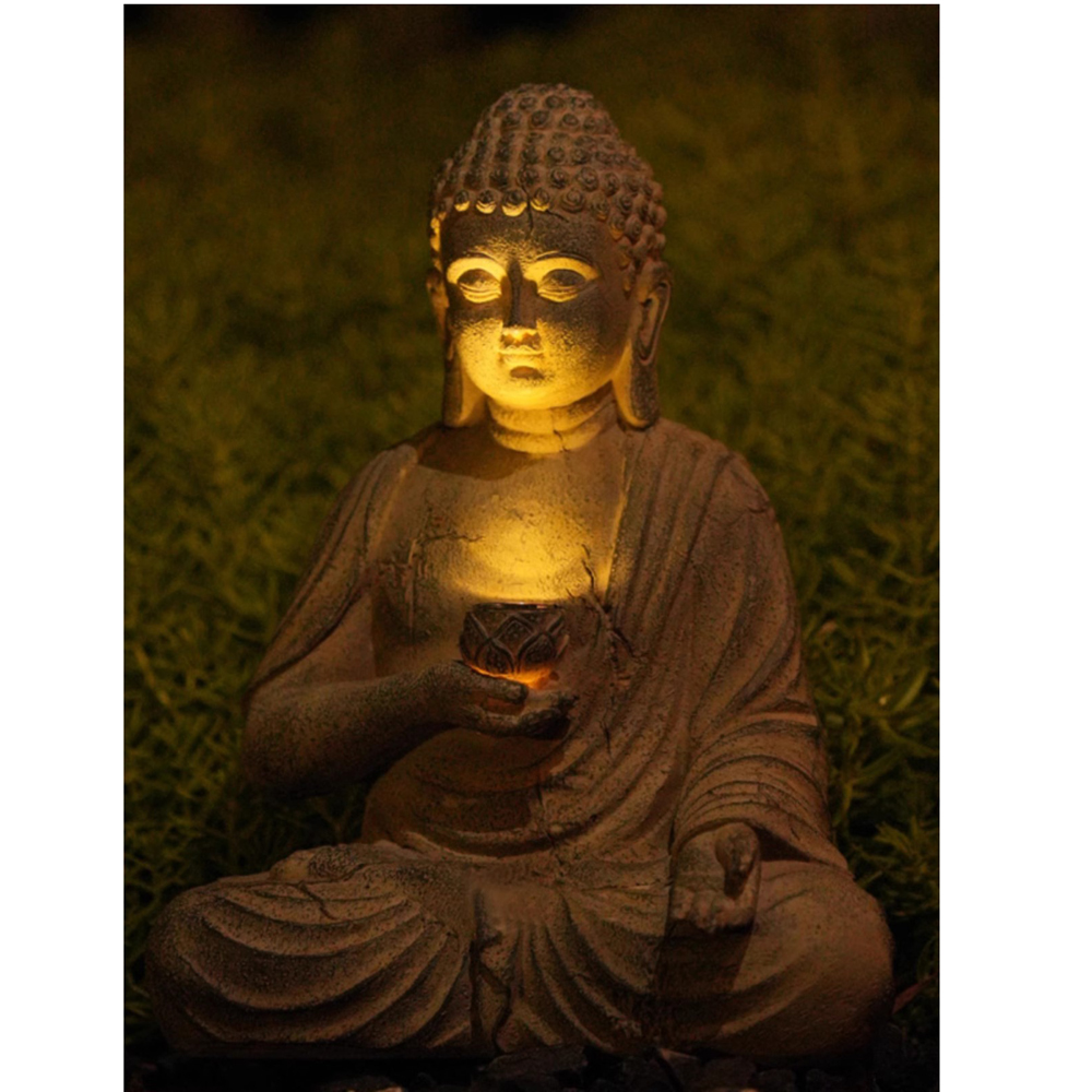 Estatua de Buda Solar de resin - Outdoor Zen Lighting reseña y precio