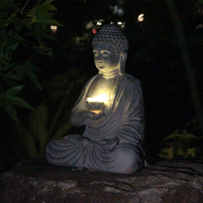Estatua de Buda Solar de resin - Outdoor Zen Lighting reseña y precio