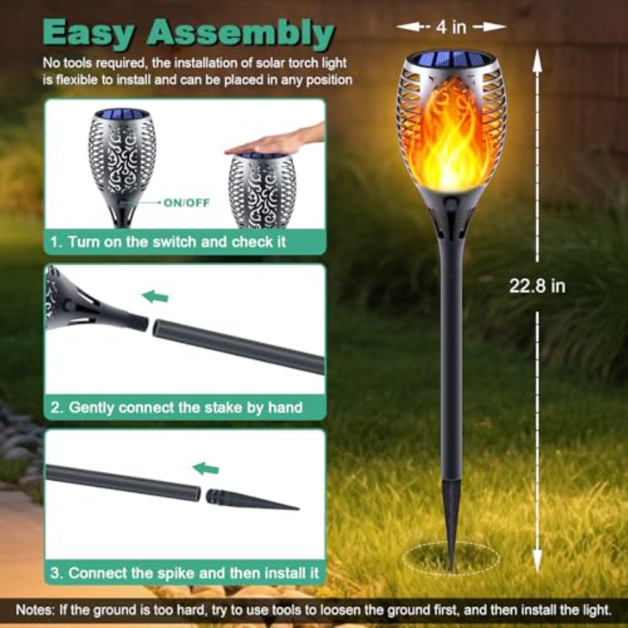 Luces Solares con Efecto de Ll - Fire Torch Solar reseña y precio