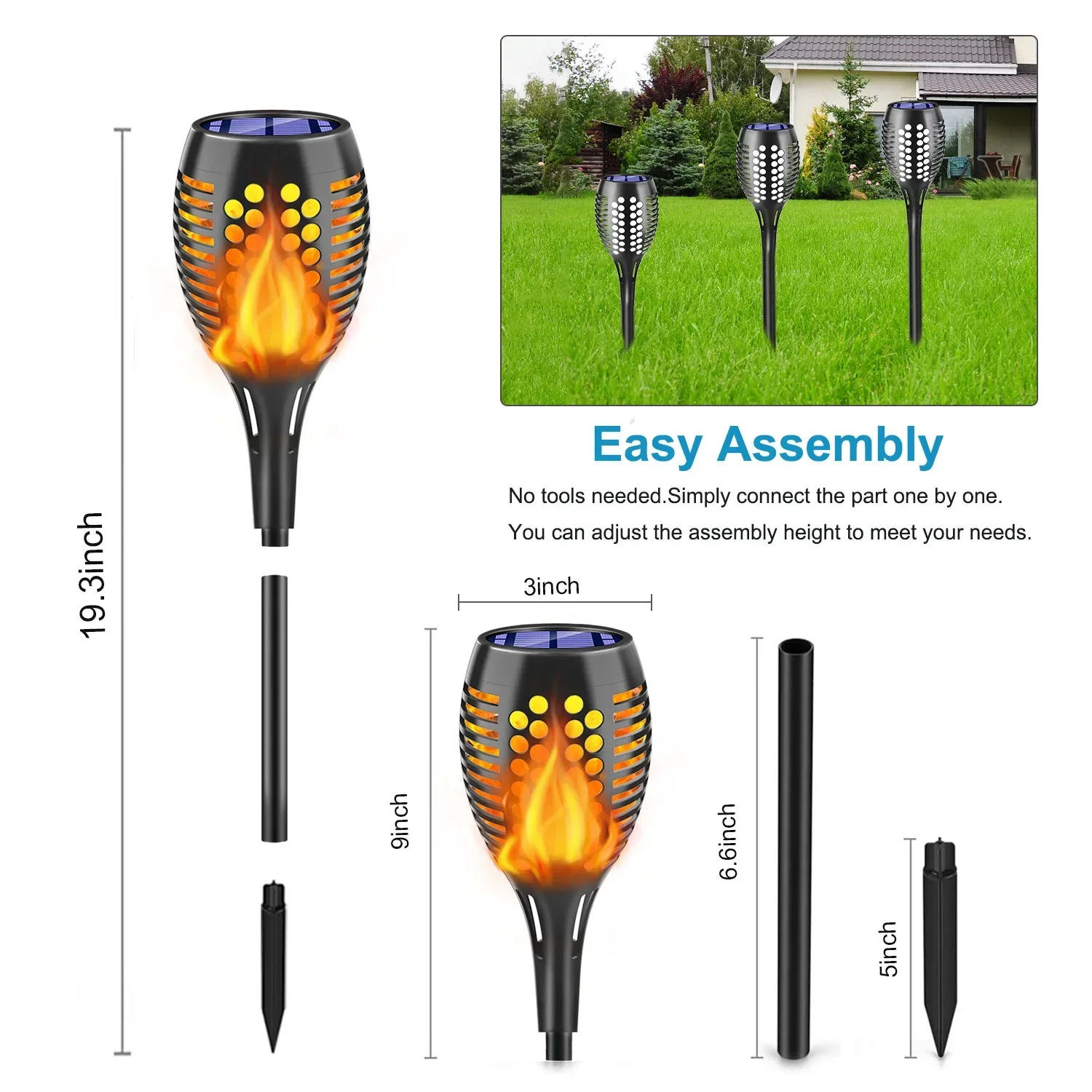 Paquete de 1-10 luces de llama - Fire Torch Solar reseña y precio