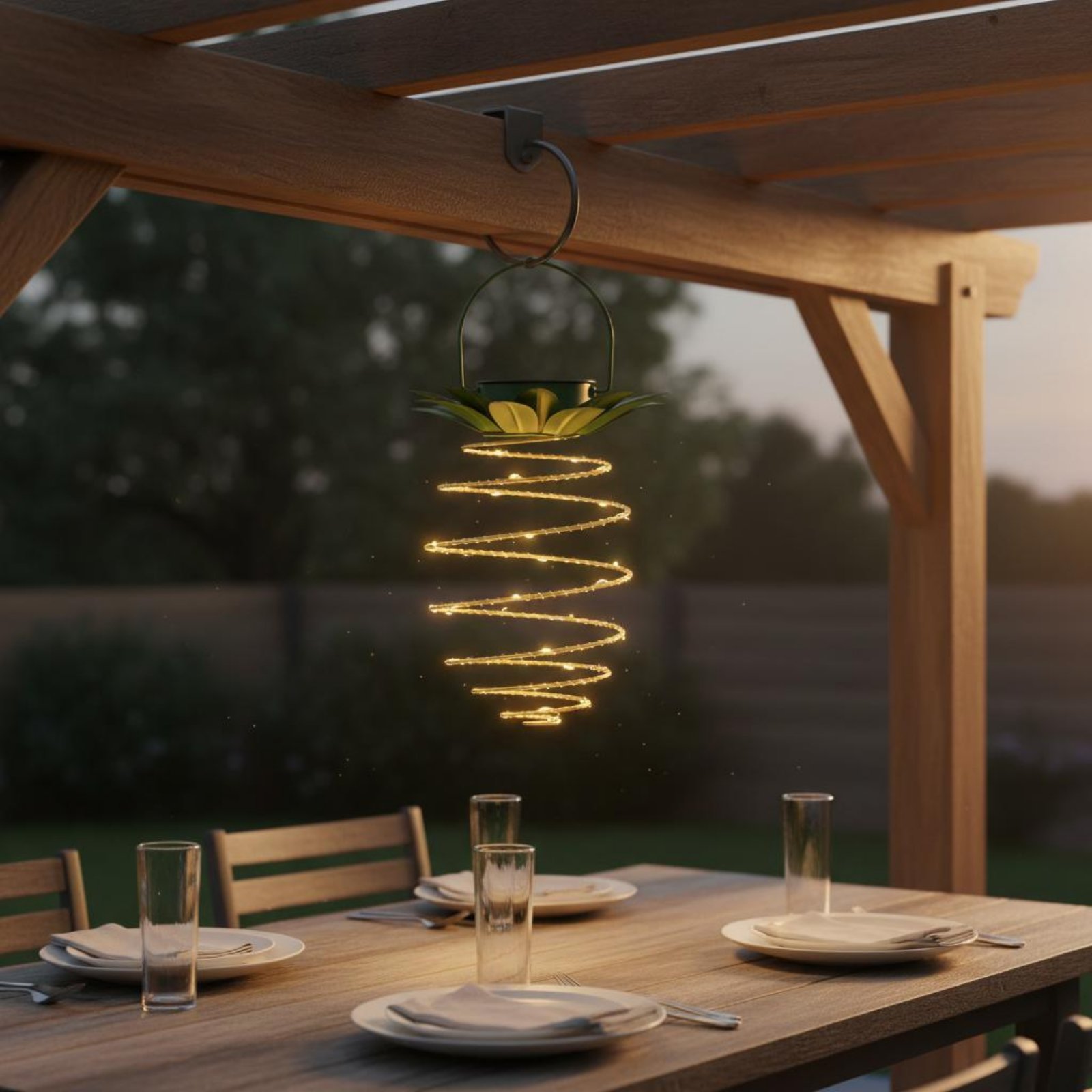 Lámpara solar con forma de piñ - Outdoor Lighting And Decor reseña y precio