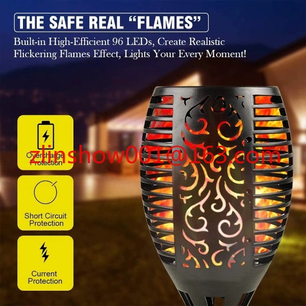 96led decoración de jardín al  - Fire Torch Solar reseña y precio
