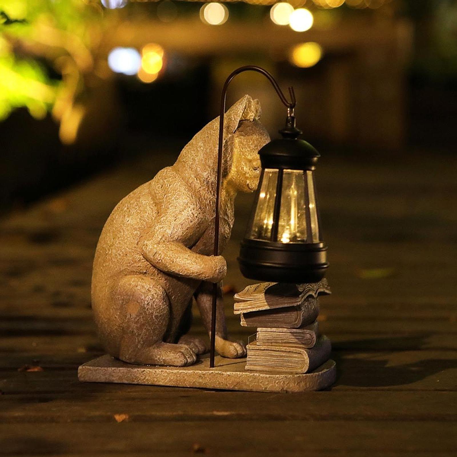 Mini estatua Solar de gato par - Outdoor Lighting Traditional reseña y precio