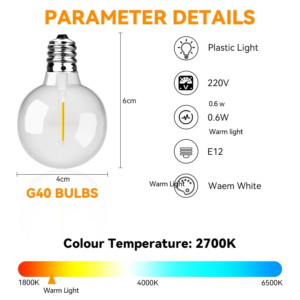 Guirnalda de luces LED G40 de  - Outdoor Lighting Driveway reseña y precio