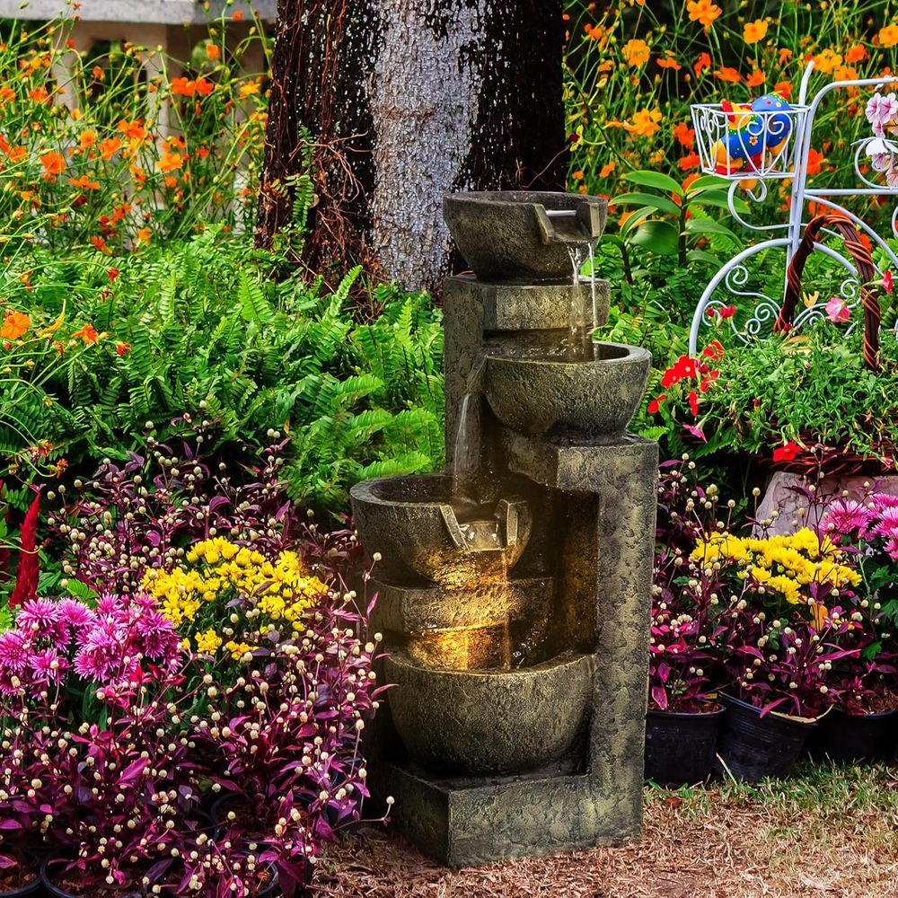 Cascada de piedra de 4 niveles - Outdoor Zen Lighting reseña y precio